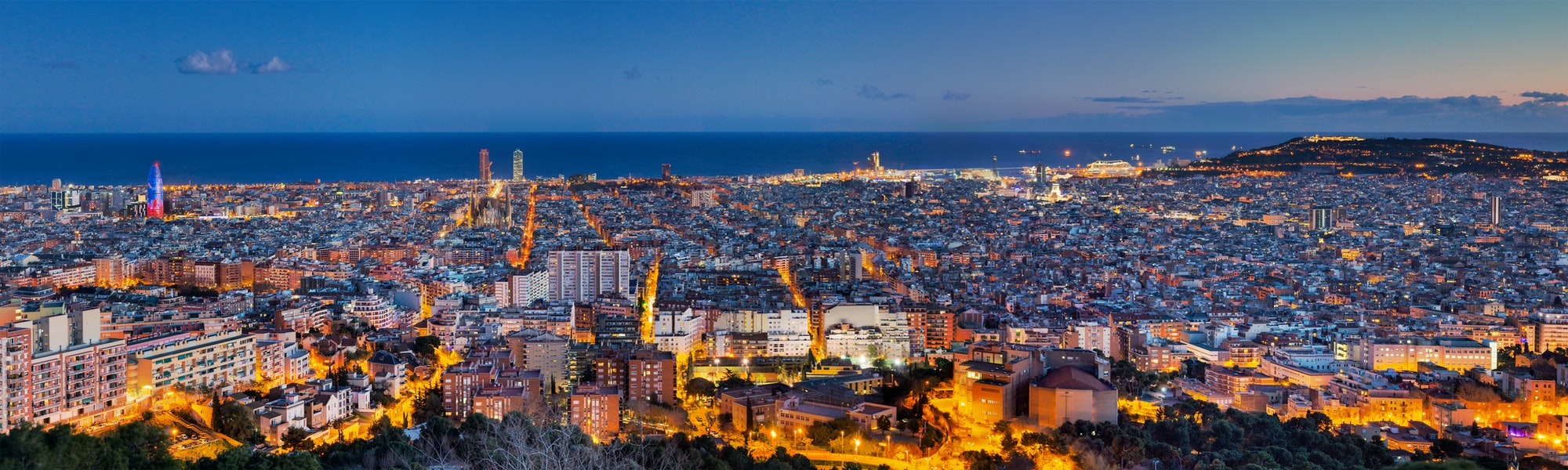 Panorama of Barcelona at dawn